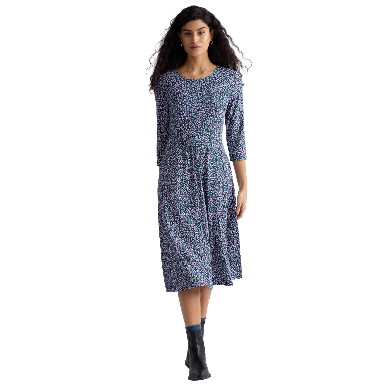Seasalt Cornwall April Dress - Flax Flower Bright Orchid